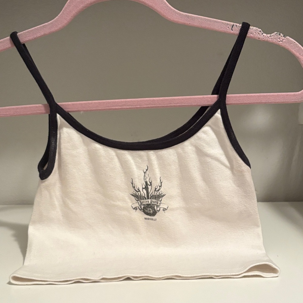 Brandy Melville Cream Camisole with Black Trim